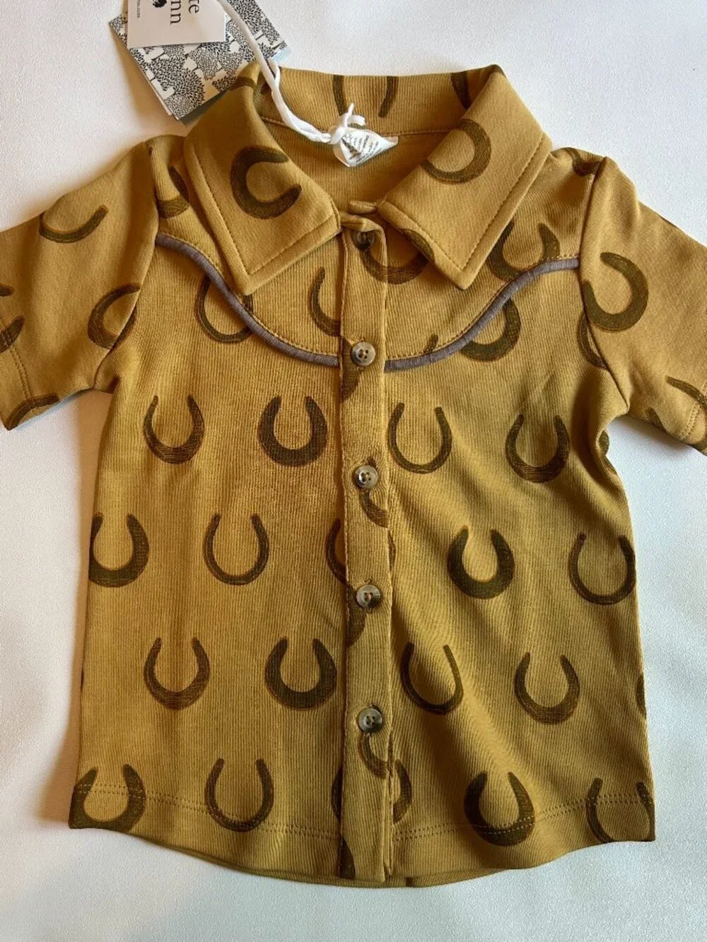NWT Kate Quinn Cowboy Shirt 18-24M Horseshoes Organic Cotton Western Top